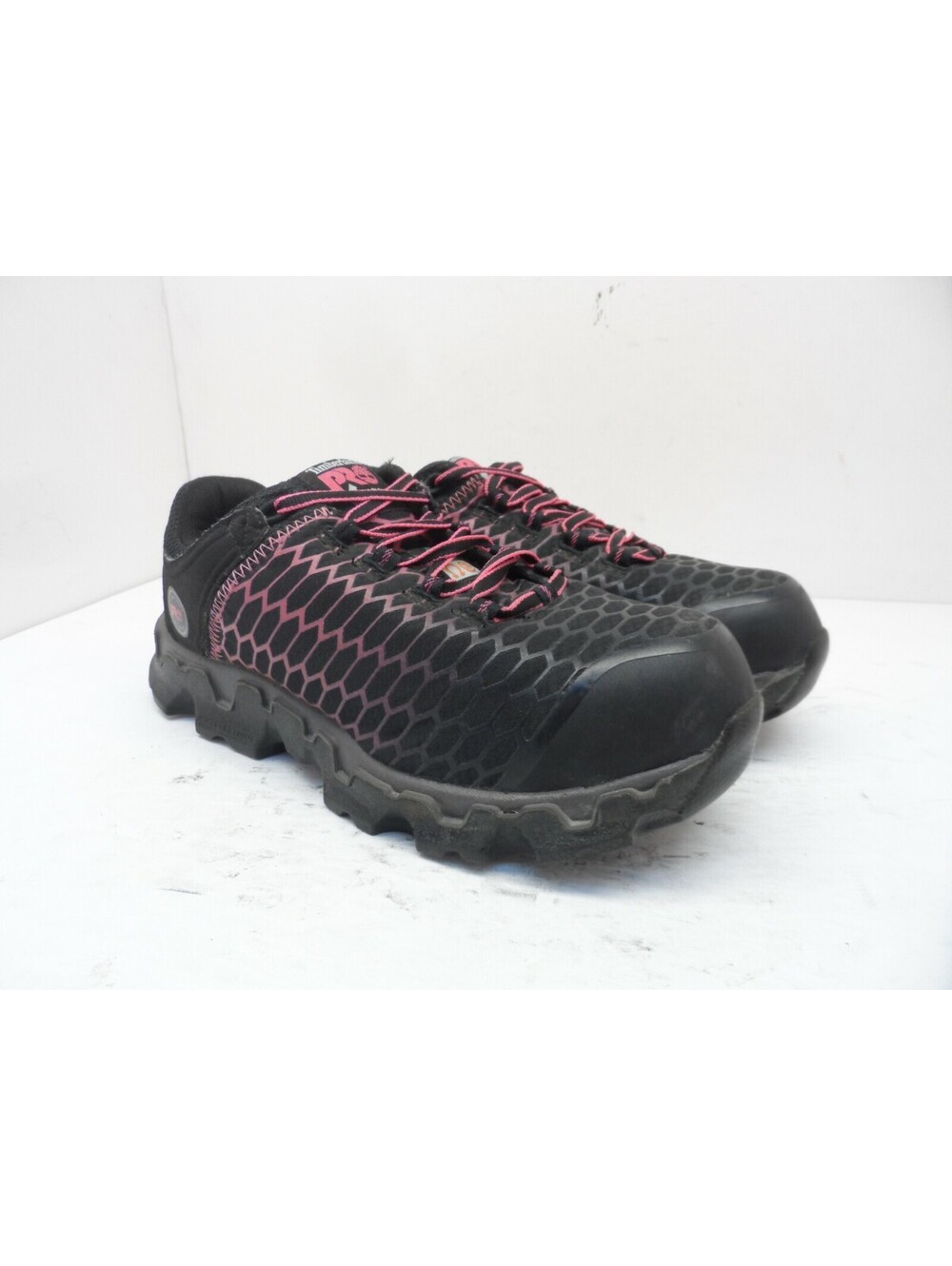 Timberland PRO Women's Powertrain Alloy-Toe Work Shoes A1RTM Black/Pink 8.5W